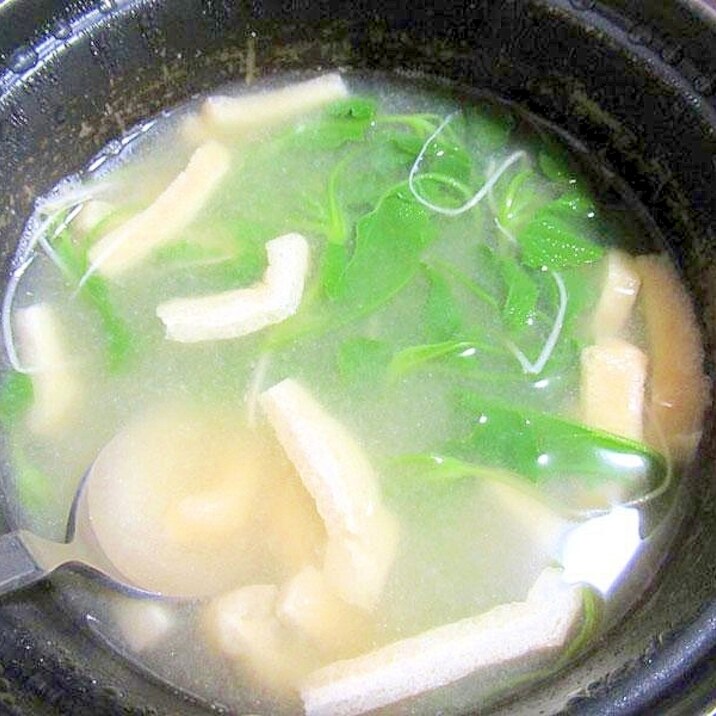 大根のすぐり菜と揚げのお味噌汁